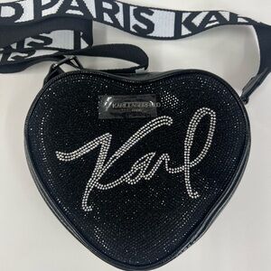 Karl Lagerfeld Black Crossbody Bag with Silver Accents